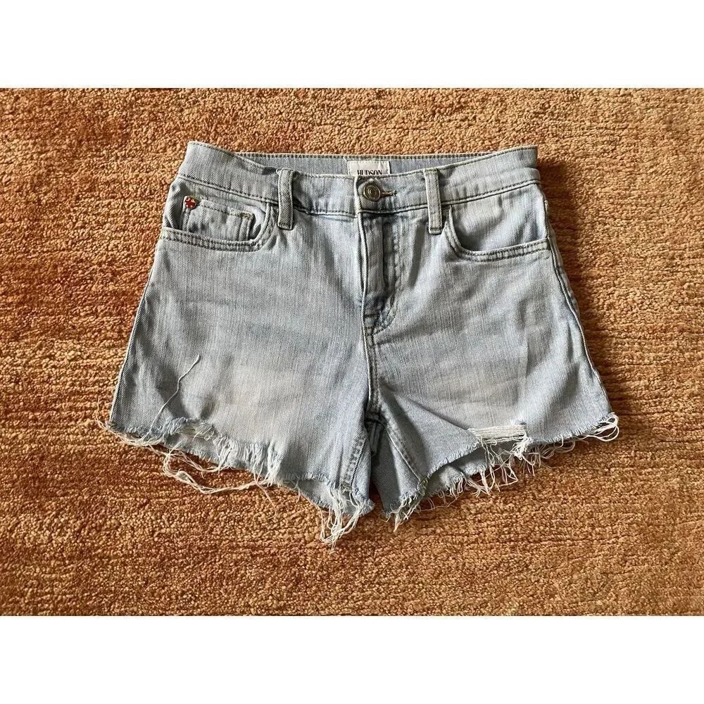 Hudson Gracie Cutoff Jean Shorts Size 24 Light Wash Distressed Raw Hem